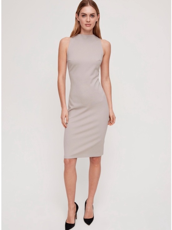 Babaton Dresses & Skirts - NWT Babaton Matheson Mock Neck Pencil Dress Bodycon Concrete Grey